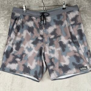 Florence Marine X Mens Digital Camo Board Shorts Grey Blue Size 38 Surf Trunks
